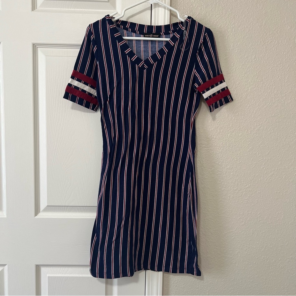 Almost Famous Red White & Blue Striped Dress - Medium